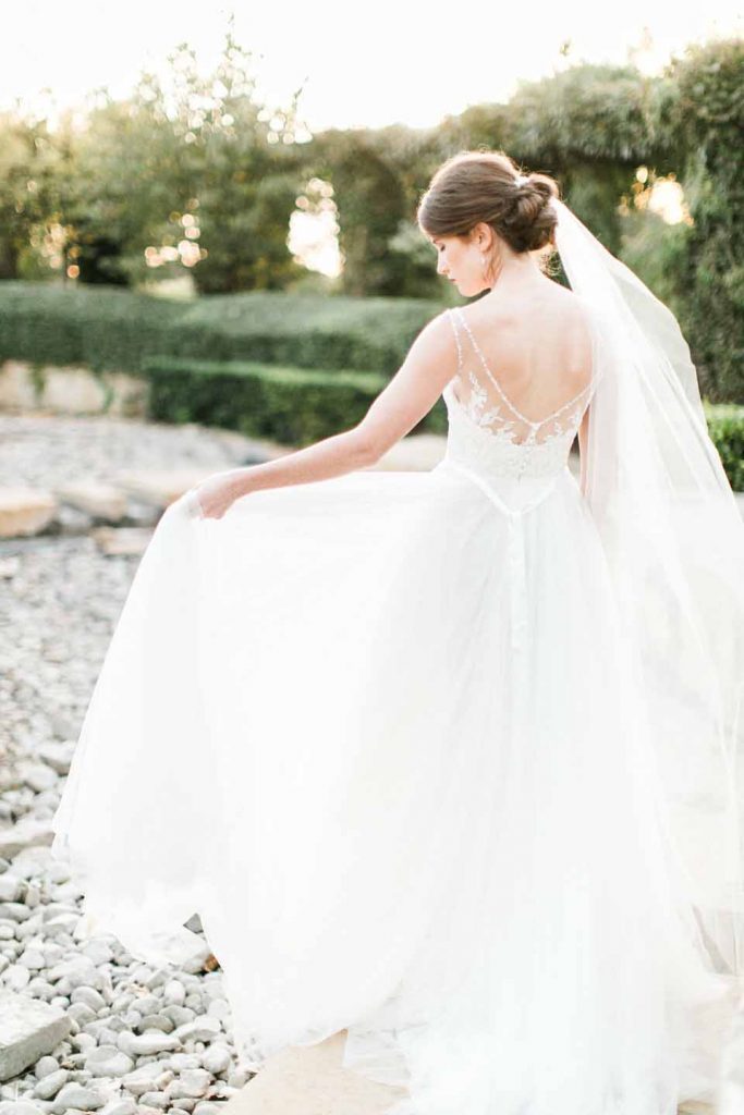 Elegant bride in European style garden. Emily Koontz Photography